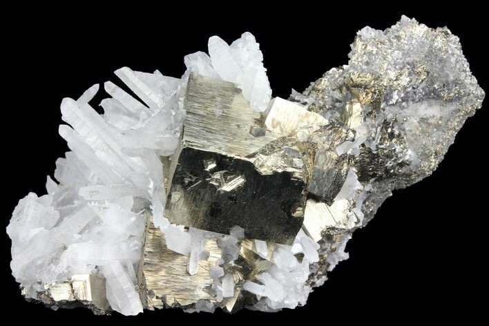 Bargain, Quartz Crystal Cluster With Gleaming Pyrite - Peru #95944